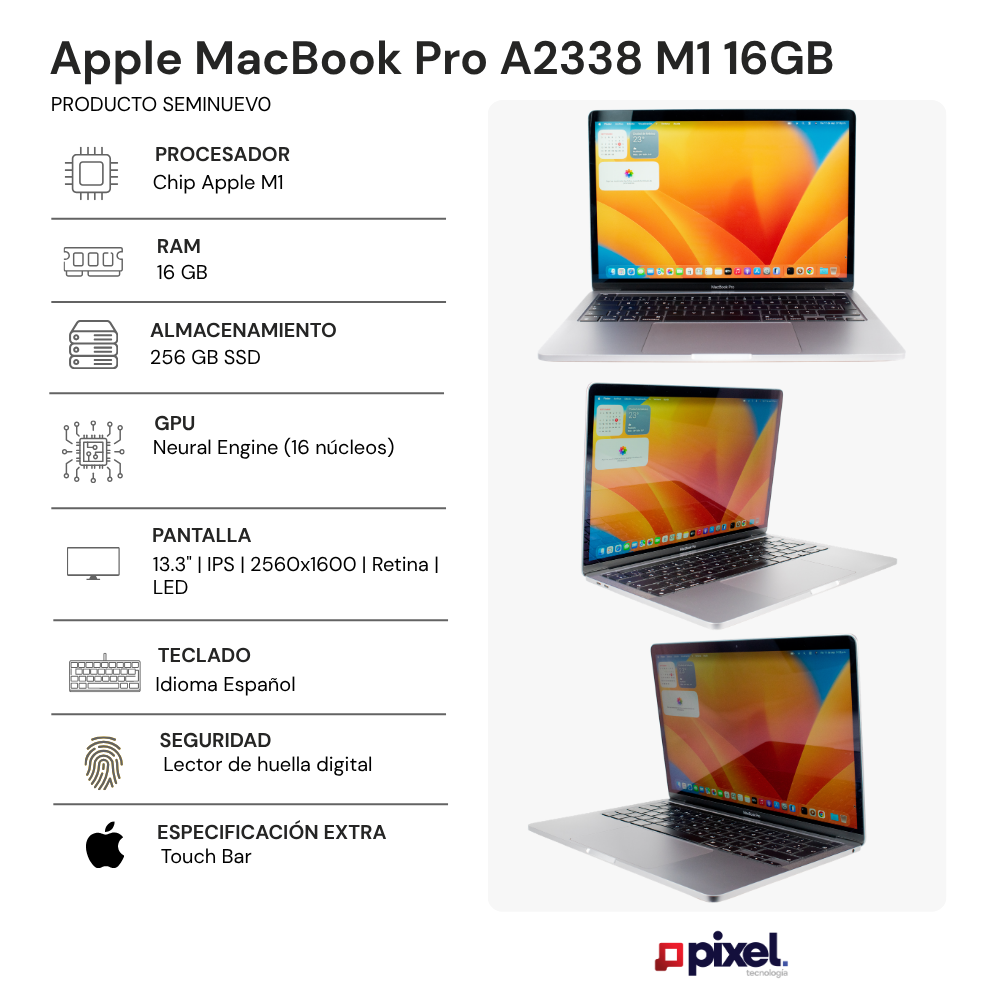 Laptop Apple Macbook PRO A2338 M1 16GB