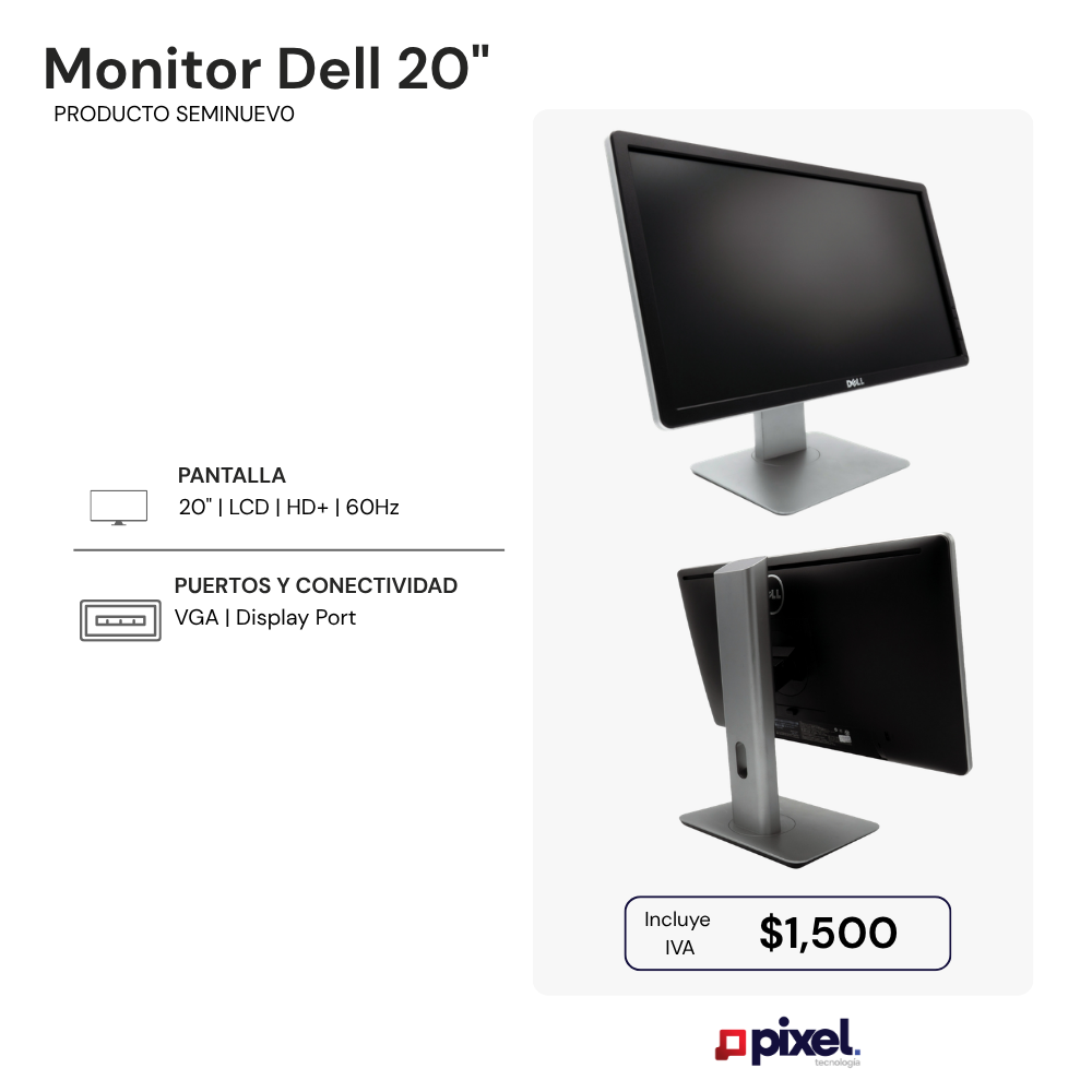 Monitor Dell 20" Reacondicionado